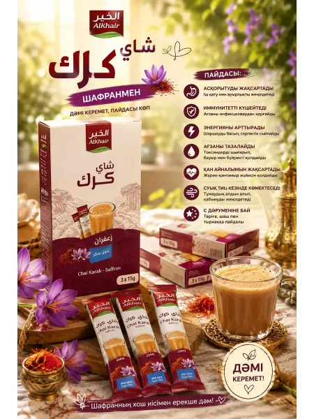 Чай Karak с шафраном Alkhair, растворимый напиток в стиках…