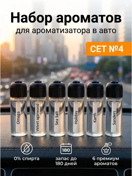 TRENDIKA Набор ароматов для автомобильного ароматизатора, сет 4