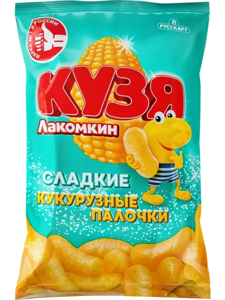 КУЗЯ ЛАКОМКИН Палочки кукурузные с сахарной пудрой, 9шт