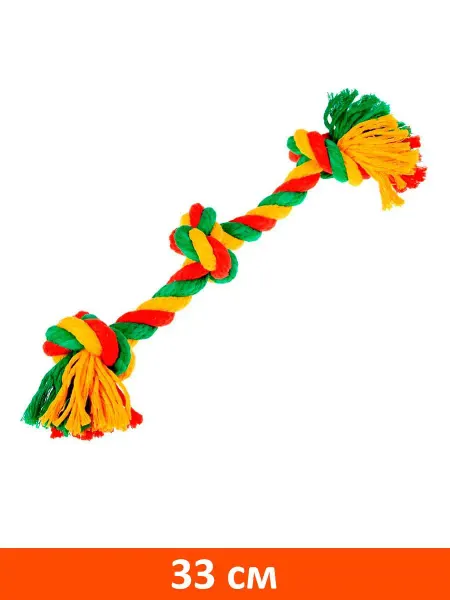 DOGLIKE Игрушка Dental Knot Грейфер канатный для собак цветной 33см