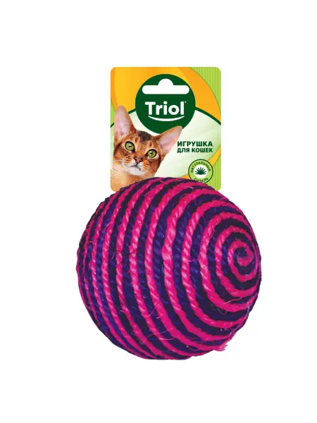 Triol Игрушка для кошек из сизаля Шарик фиолетовый 9,5 см