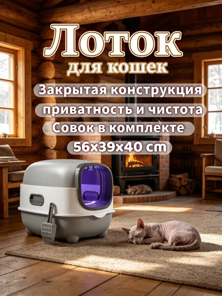 Закрытый лоток для кошек 56x39x40cm