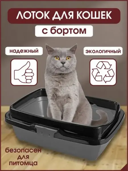 DDSTYLE Лоток средний для кошек с бортами