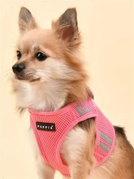 PUPPIA Шлейка для собак дышащая, светоотражающая "Soft", розовая, L