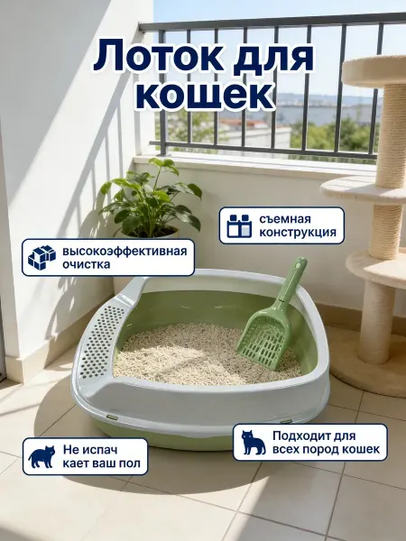 ZZDMY Лоток для кошек и собак большой с высоким бортиком