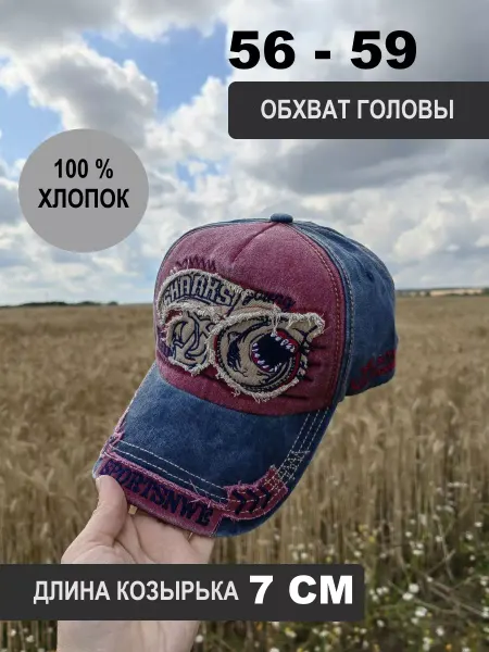 Aksisur\cap Кепка бейсболка джинсовая варенка акула