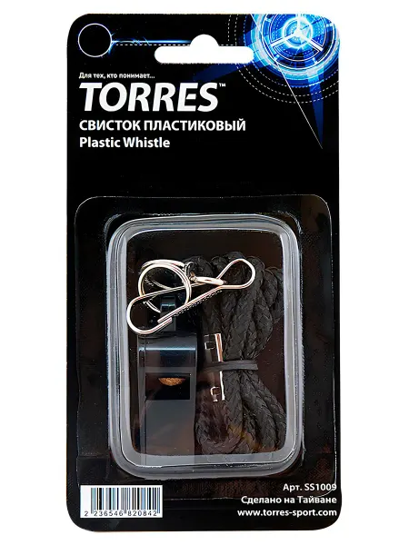 Torres Свисток пластиковый с шариком, Black