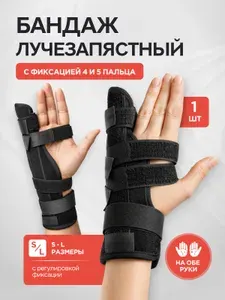 MEDKING Бандаж лучезапястный с фиксацией 4-5 пальца, ортез кисти ортопедический универсальный на правую и левую руку с пластиной, фиксатор сустава, суппорт запястья с шинами вместо гипса