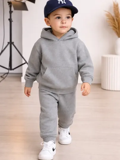 Детский тёплый спортивный костюм с начёсом, худи и штаны, 4-6 лет
