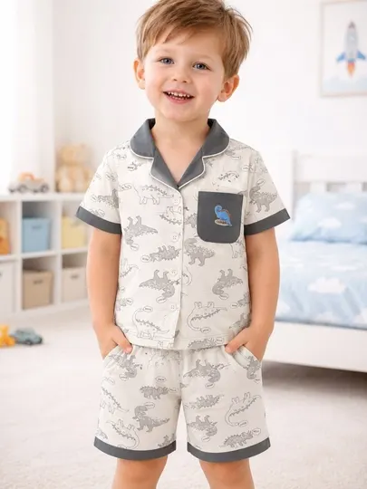 Детская пижама для мальчиков, летняя одежда для сна, 4-6 лет