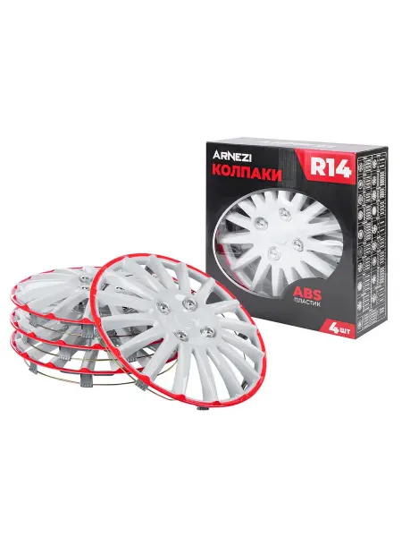 ARNEZI Колпаки R14 Orion 4шт бело-красные ABS-пластик A07020