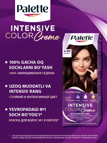 Palette Краска для волос Intensive Color Cream, 4-89, Баклажан