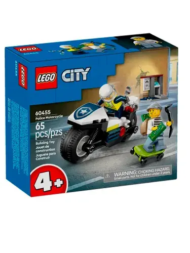 Конструктор LEGO CITY Полицейская погоня на мотоцикле, 65 Деталей, возраст 4+, 60455