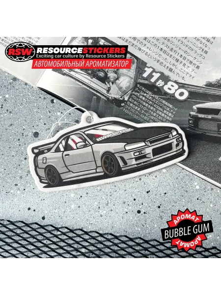 Resource Stickers Ароматизатор для авто Nissan Skyline R34 белый, Бабл гам