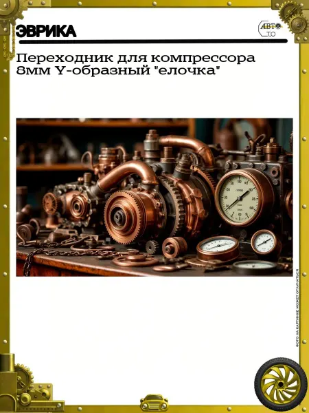 ЭВРИКА Переходник для компрессора 8мм Y-образный "елочка"