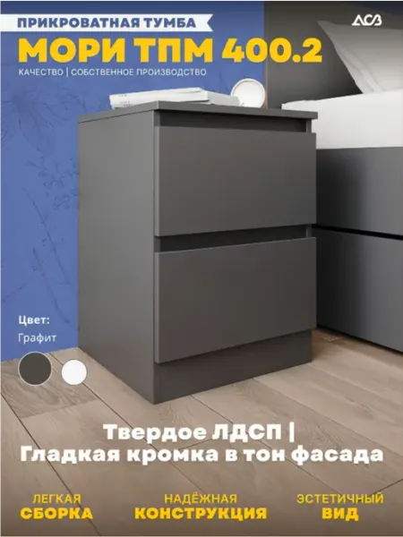 ДСВ Мебель Тумба прикроватная с ящиками напольная 40 см
