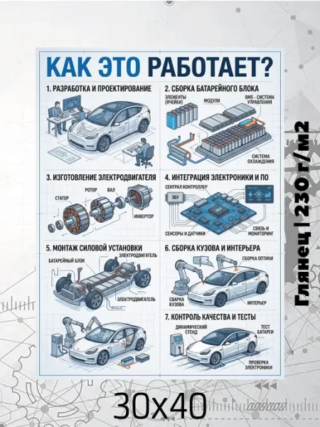 Принт-студия "Бумажный кораблик" Постер на стену 30х40 Как это работает? Экскаватор