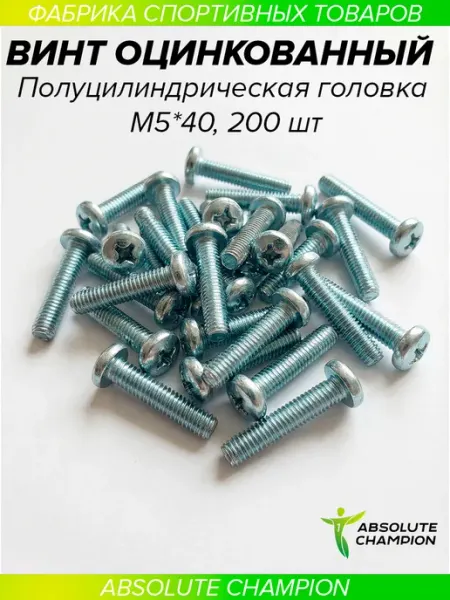 Absolute Champion Винт с полуцилиндр головкой оцинкованный м 5*40 200шт