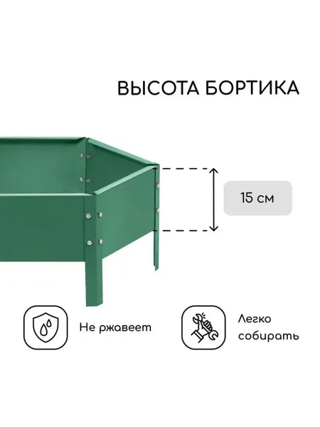 Зеленая оцинкованная клумба для сада