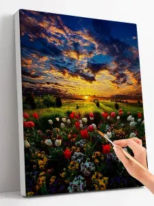 Картина по номерам 40 x 50 "Восход и тюльпаны"