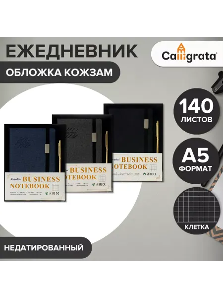 Calligrata Ежедневник недатированный А5, 116л, в клетку, Ассорти, 1шт