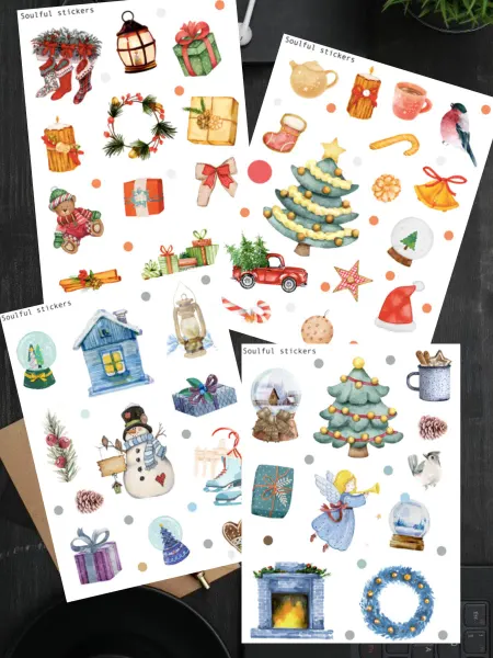 Soulful stickers Новогодние наклейки зимние