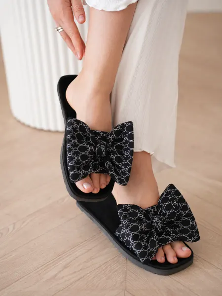 Home&Style Тапочки женские открытые домашние c бантом Chance