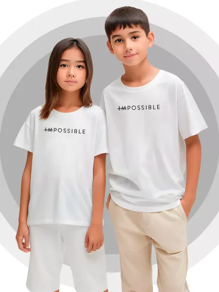Printech Kids Детская футболка c надписью IMPOSSIBLE Искусство Минимализм