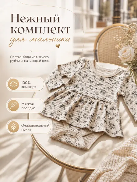 KonardKids боди платье для новорожденных малышей
