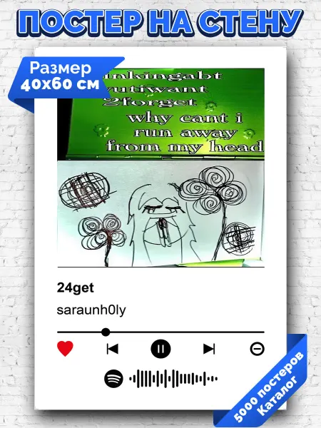 Arthata-spotify постер Спотифай постер Спотифай плакат saraunh0ly - 24get 40х60