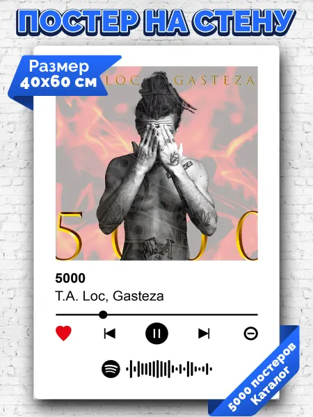 Arthata-spotify постер Спотифай постер Плакат на стену Gasteza T A Loc - 5000 40х60