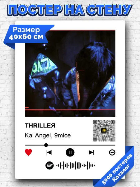 Arthata-spotify постер Спотифай постер Спотифай плакат Kai Angel 9mice - THRILLEЯ 40х60