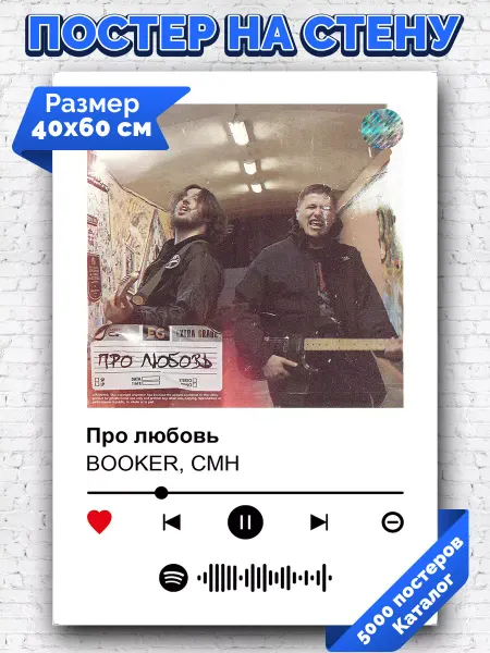 Arthata-spotify постер Спотифай постер Плакат на стену BOOKER CMH - Про любовь 40х60