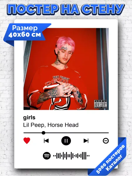 Arthata-spotify постер Спотифай постер Спотифай постер Lil Peep Horse Head - girls 40х60