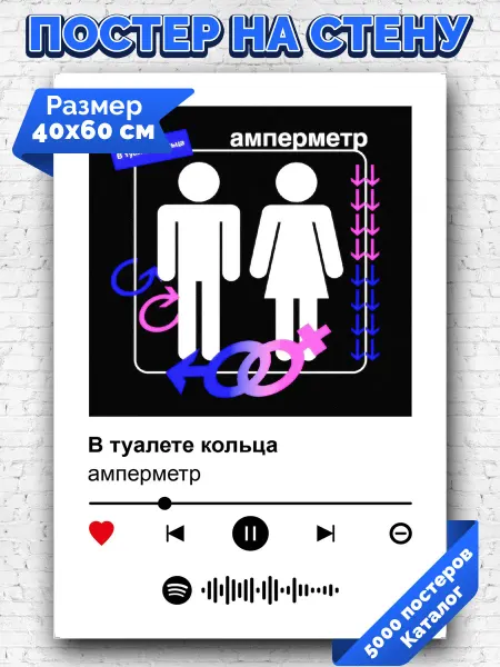 Arthata-spotify постер Спотифай постер Плакат на стену амперметр - В туалете кольца 40х60