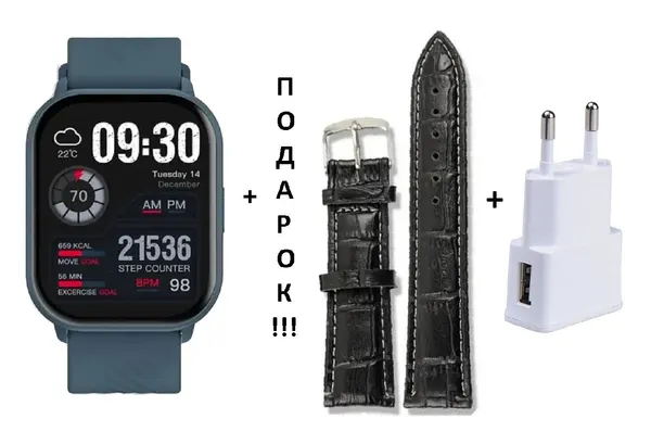 Умные часы ZEBLAZE GTS 3 Blue. Гарантия 1 год. Для контроля здоровья и занятий спортом.