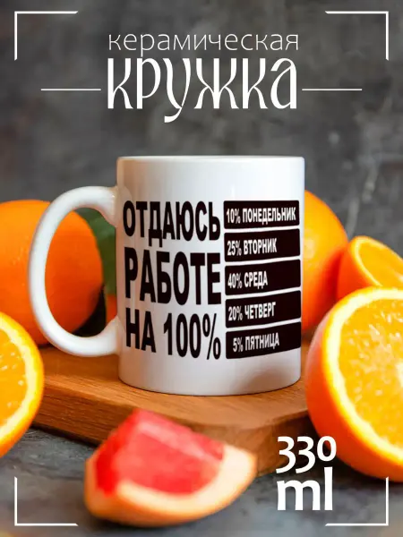 CoolSuvenir Кружка подарочная отдаюсь работе на 100%