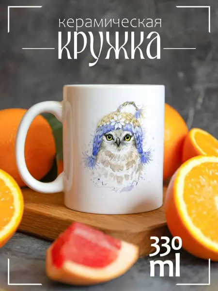 CoolSuvenir Кружка подарочная Животные Совушка в шапке-ушанке