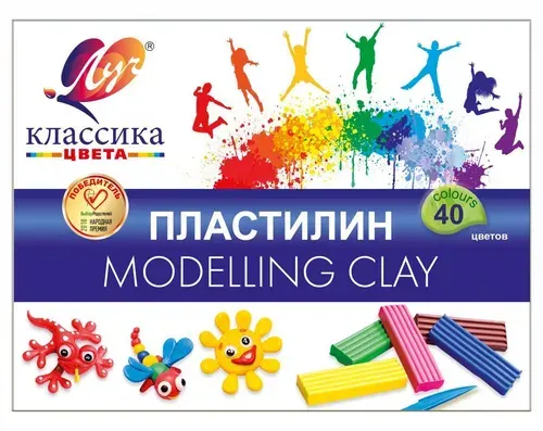 Пластилин для школы ЛУЧ "Классика", 40 цветов, 800г, со стеком