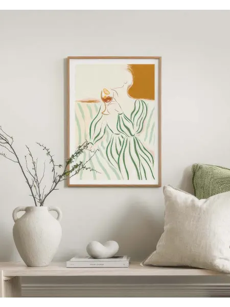 Onllyart Постер 21x30 зеленое полосатое платье