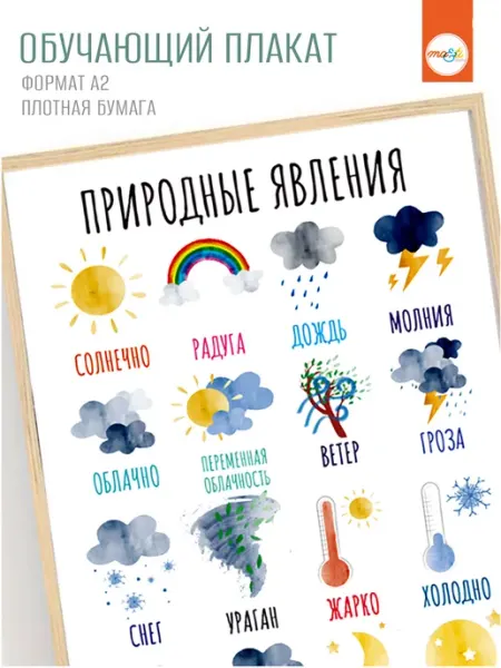 MO&TI Studio Плакат обучающий развивающий для детей Природные явления