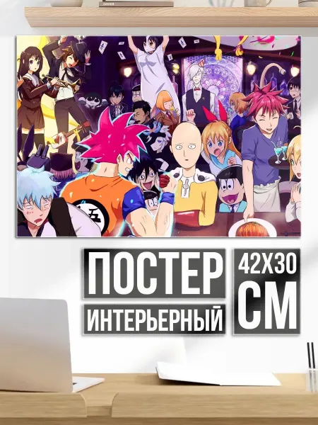 Плакат постер Вечеринка аниме персонажей