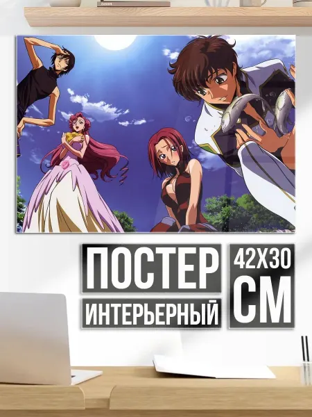 Плакат постер Аниме персонажи ночью