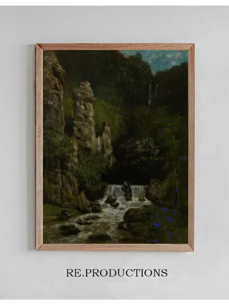 Re.productions Постер Landscape with aWaterfall - Gustave Courbet