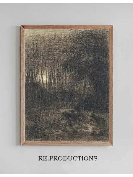 Re.productions Постер Nocturnal Scene in a Forest - Jean-François Millet