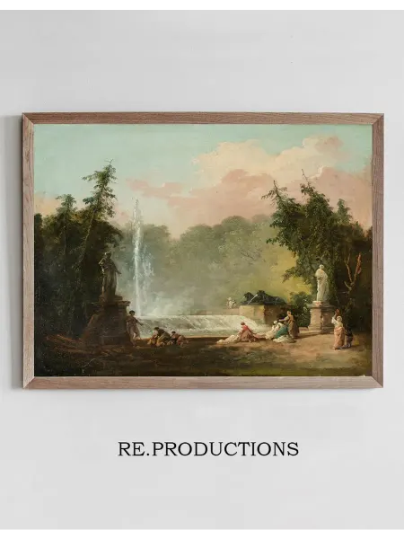 Re.productions Постер A fountain in a park - Hubert Robert