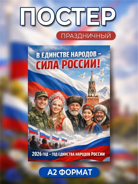 Зеленый перец Плакат год единства народов России Формат А2