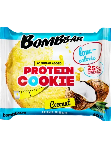 BombBar Печенье низкокалорийное протеиновое Кокос, 40г, 3шт