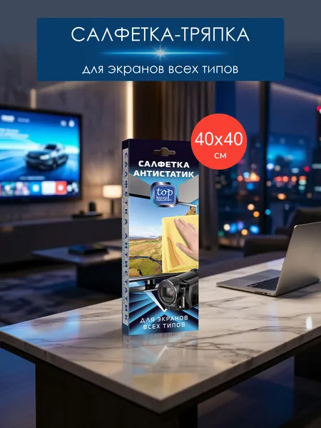 Салфетка Антистатик, для удаления пыли и статического электричества, TOP HOUSE 40 х 40 см.