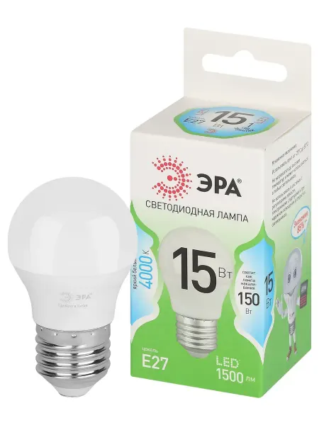 Лампа светодиодная LED P45-15W-840-E27 GL 15Вт шар яркий
